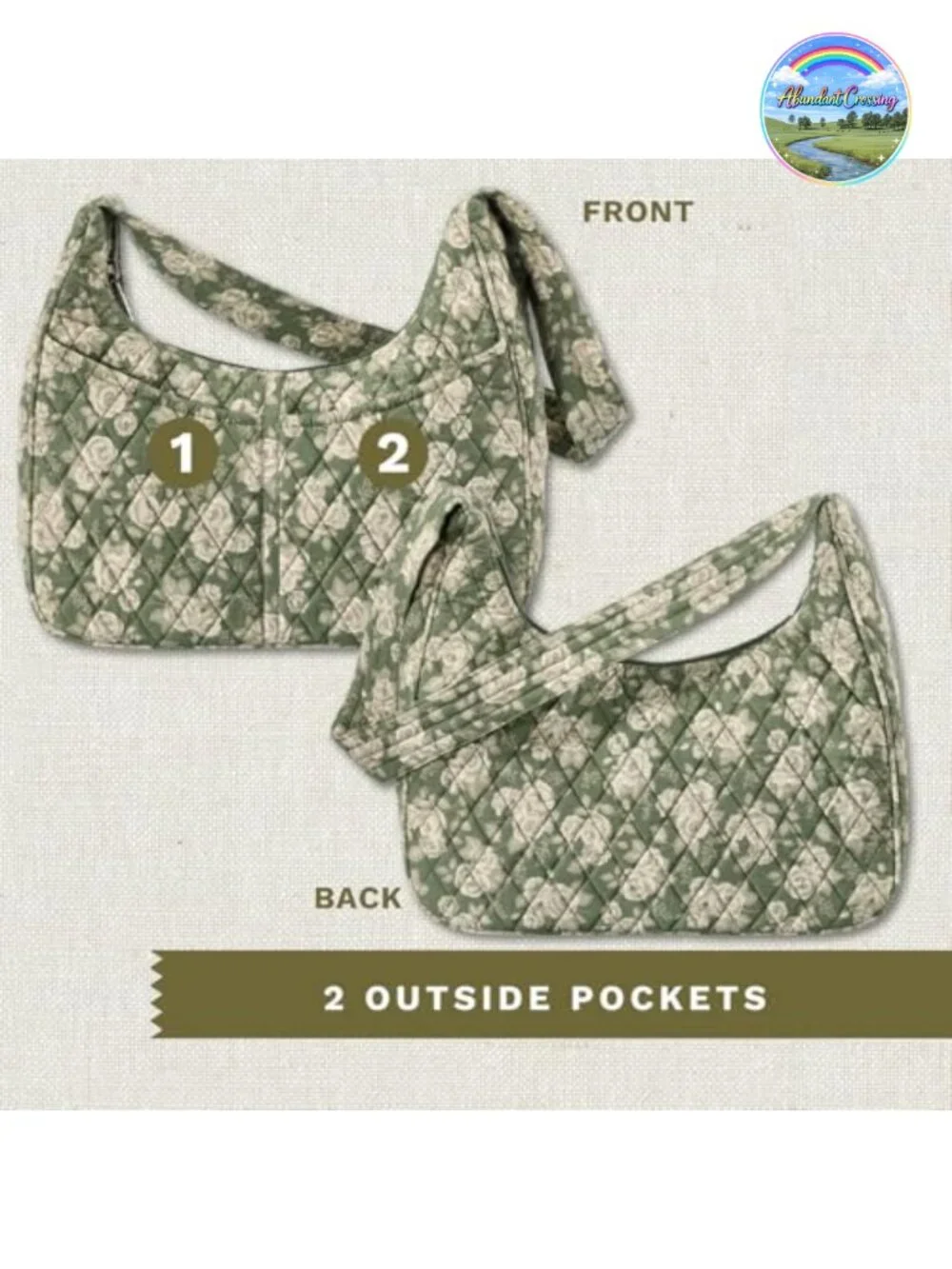 Quilted Cotton Hobo Bag Lightweight Shoulder Purse Machine Washable